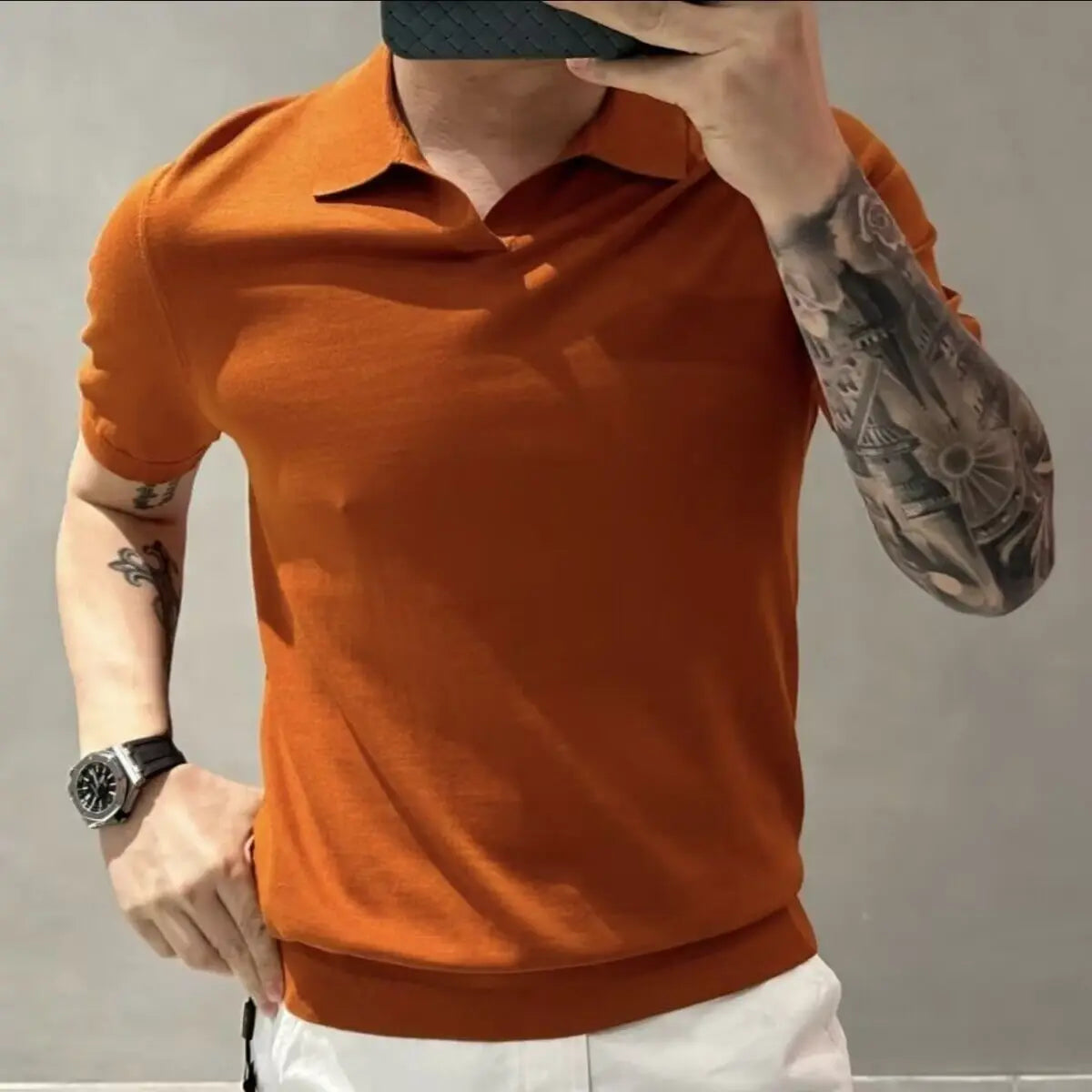 Polo en maille uni pour homme | Manches courtes