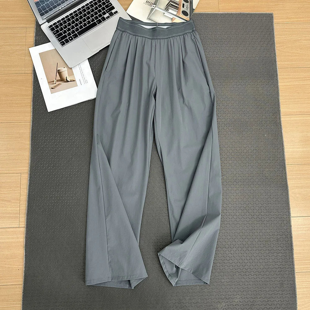 Pantalon Large Séchage Rapide Taille Haute Femme | Élastique Léger | Entraînement Casual Été