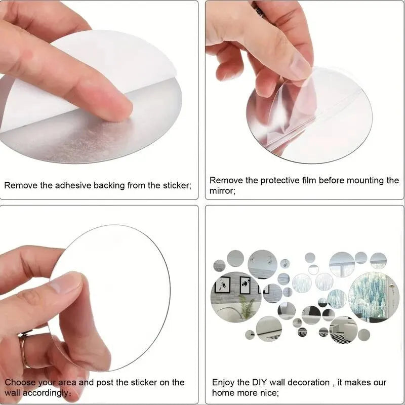 Lot 26 Stickers Miroir Rond Acrylique 3D | DIY Chambre Salle de Bain & Télévision | Décor Mural