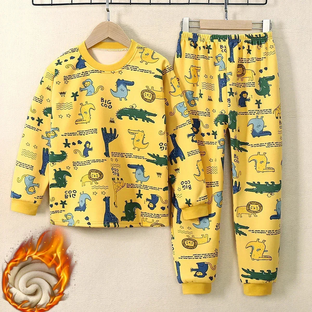 2024 Winter Kids Clothing Sets Warm Fleece Pajamas For Boys And Girls Thicken Children Sleepwear Velvet Baby Thermal Underwear