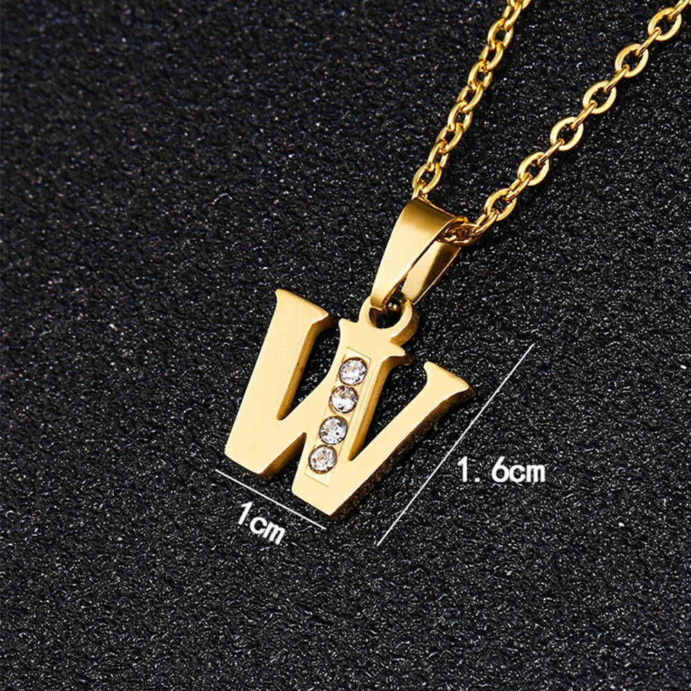 Initial A-Z Letter Name Pendant Necklace Gold Color Stainless Steel Small Alphabet Necklace For Women Jewelry Birthday Gift