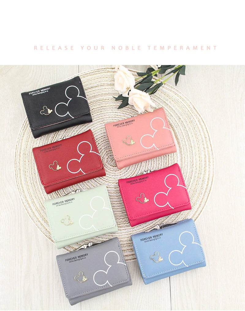 Portefeuille Femme & Fille | Dessin Animé Lettres | Porte-Monnaie Tri-Pliable Court | Mode Tendance