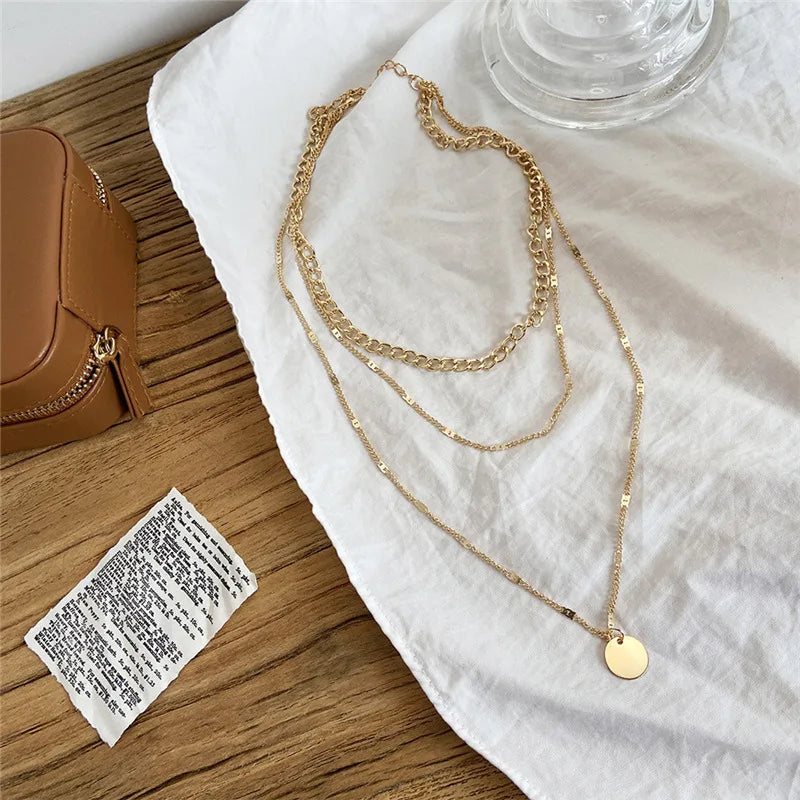 Collier Vintage Multicouche Femme | Chaîne Pendentif | Bijou Esthétique Tendance | Cadeau Mode