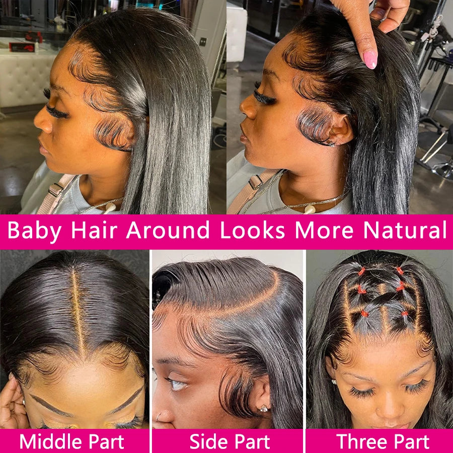 HD Lace Frontal Wig 13x6 13x4 Lace Front Wig Human Hair 30Inch Bone Straight Transparent Lace Human Hair Wigs 4x4 HD Closure Wig