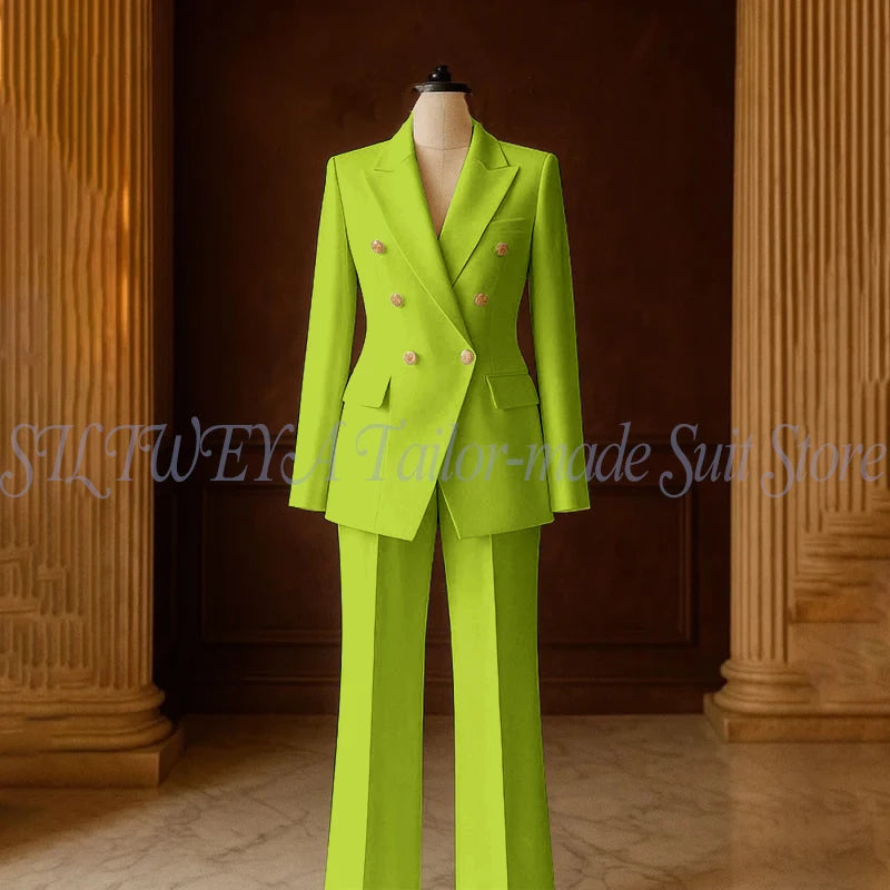 Ensemble Tailleur 2 Pièces Femme | Veste Double Boutonnage & Pantalon Droit | Élégant Bureau Toutes Saisons | Sur Mesure