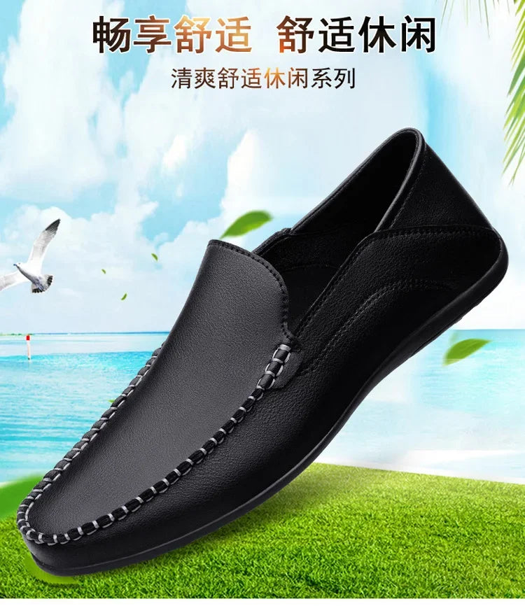 Mocassins Homme Mariage | Cuir Fendu Blanc | Chaussures Conduite Légères | Slip-On Casual Élégant 2026