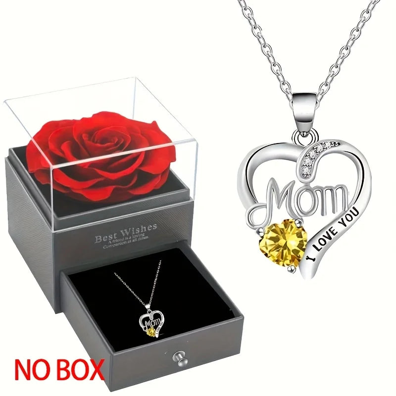 Elegant Style Heart-Shaped Pendant Necklace Hollow Design Mother's Day Gift Party Suitable for Best Friends Without Box