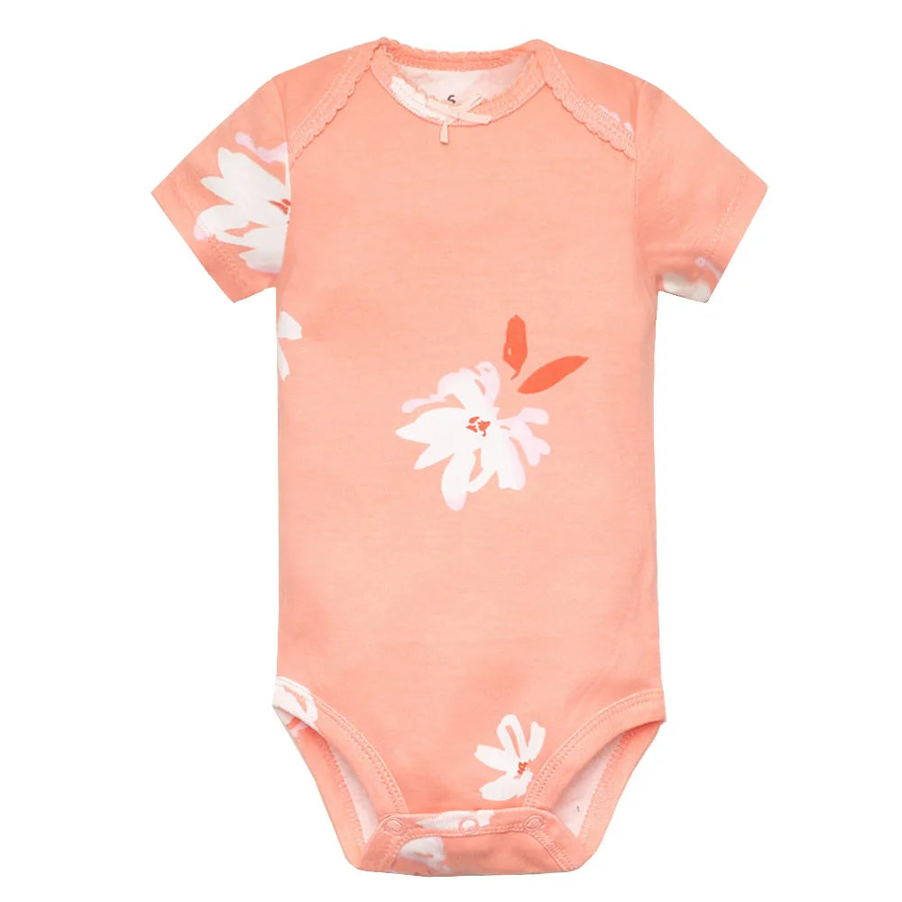 5PCS/Set Fashion Baby Clothes Set Cotton Soft Short Sleeve Summer Girls Bodysuit Newborn Toddler Body Bebe Jumpsuit Clothing