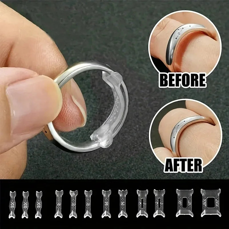 12Pcs 1 Set Ring Adjustment Pad Ring Size Adjuster Fixed Reduction Pad Invisible Ring Holder Retainer Shrinker for Large Rings