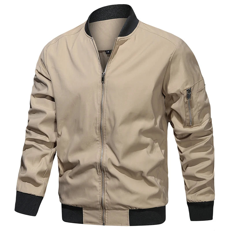 Men's Autumn Bomber Jacket Casual Spring Full Zipper Varsity Baseball Coat Fashion Lightweight Sport Track Jacket US/EU Size