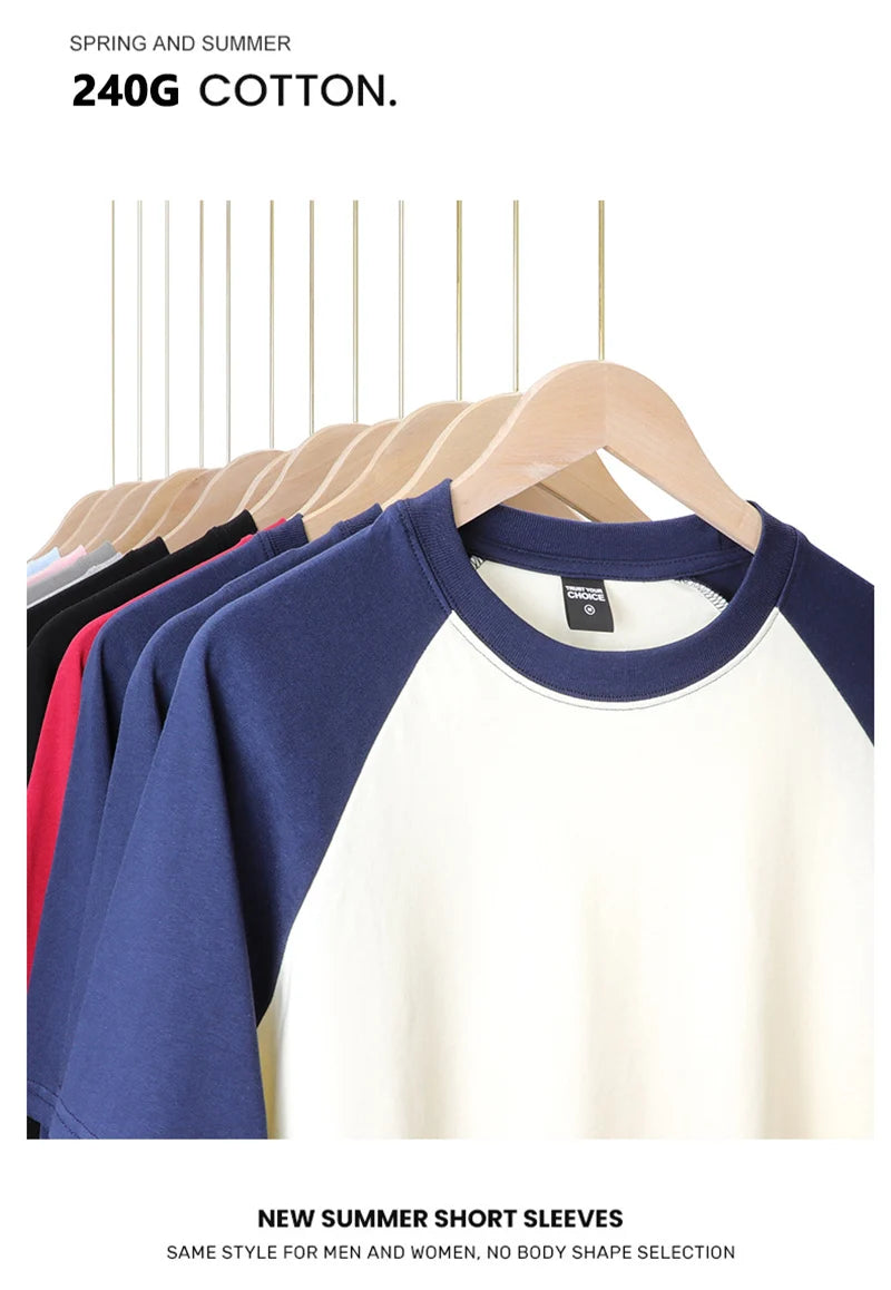 T-Shirt Homme Oversize Heavy | 240g Coton Pur | Manches Courtes | Bicolore | Casual Loose