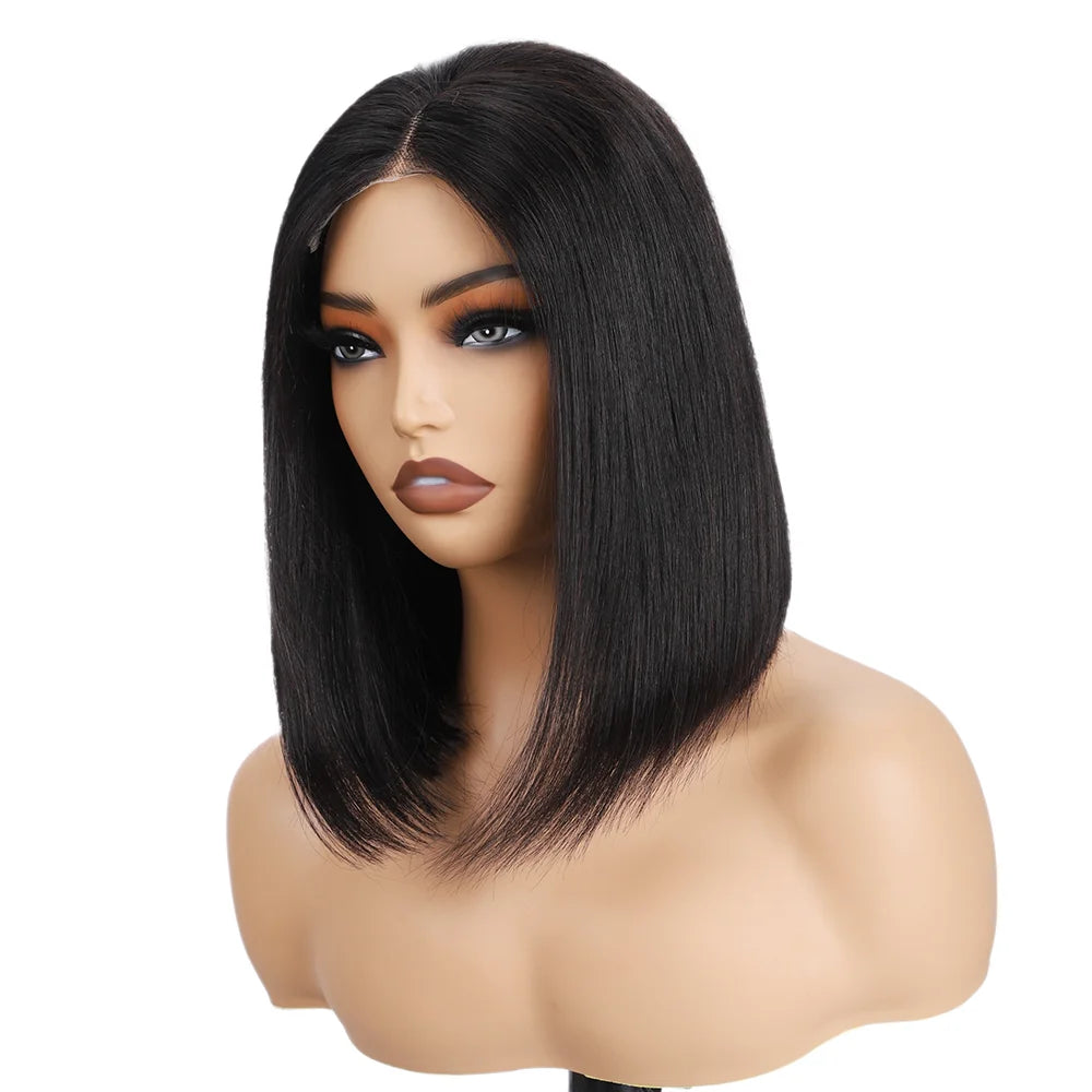 Perruque Bob Lisse Glueless | Wear & Go | Lace Front Pré-Coupée | Sans Colle | Cheveux Humains | Femme