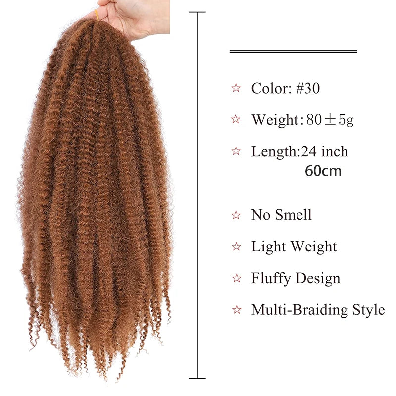 Marley Twist Braiding Hair Crochet Braids Long Afro Kinky Synthetic Fiber For Braiding Hair Extensions