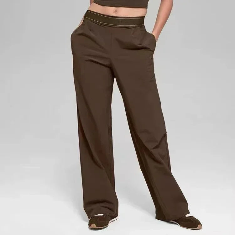Pantalon Large Séchage Rapide Taille Haute Femme | Élastique Léger | Entraînement Casual Été