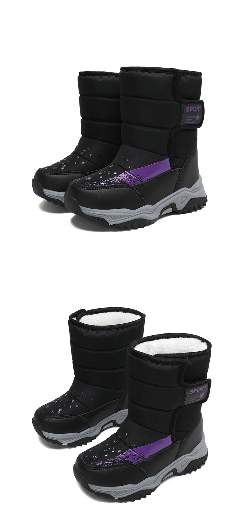 Bottes de Neige Enfants Princesse Élégantes | Imperméables Peluche | Garçons & Filles | Hiver Outdoor