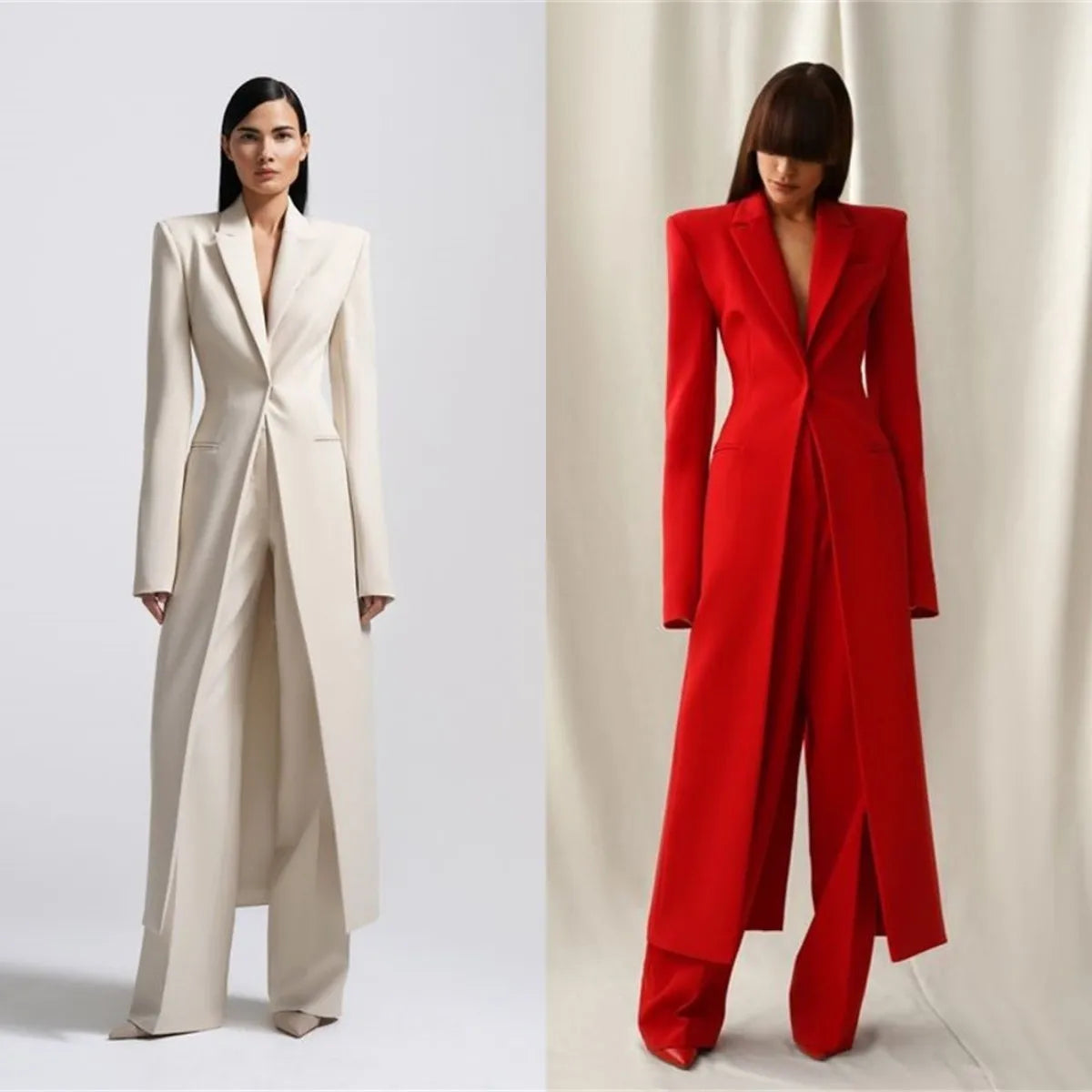 Designer Formal Women Suit Set 2 Piece Blazer+Pants Long Style Wedding Party Prom Dress One Button Customized Women's Suit