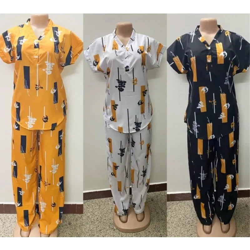 Ensemble Mode Africaine 2 Pièces Femme | Chemisier & Pantalon Droit | Tenue Coordonnée Été