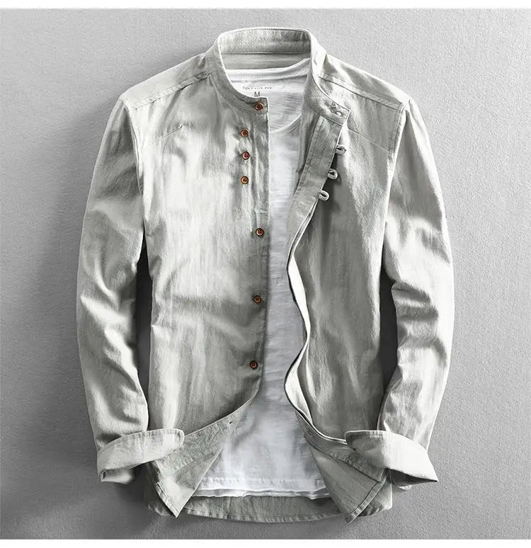 Chemise ample en coton et lin pour homme | Manches longues | M à 7XL