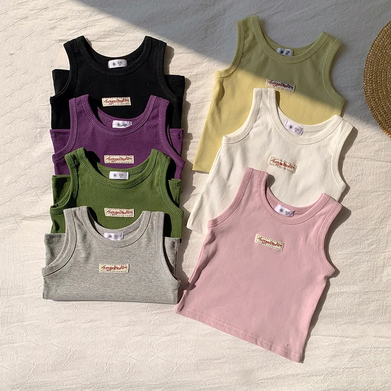 Fashion Children T-shirt For Girls Boys Cotton Vest Tops Kids Summer Clothes Sleeveless T-shirt