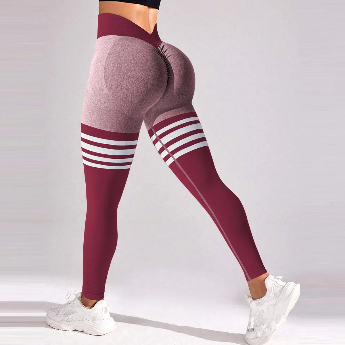 Legging Femme Dos V | Gym & Fitness | Taille Haute Élastique | Scrunch Yoga Sport | S-XL