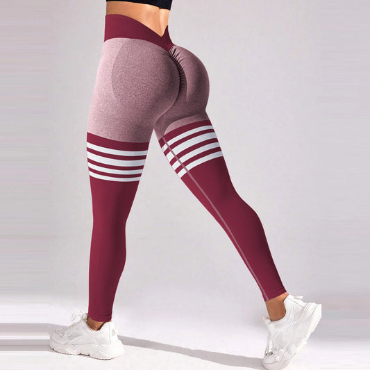 Women V Back Leggings Exercise Gym Fitness Athletic Workout Elastic Leggings High Waist Scrunch Yoga Pants Sports Tights S-XL