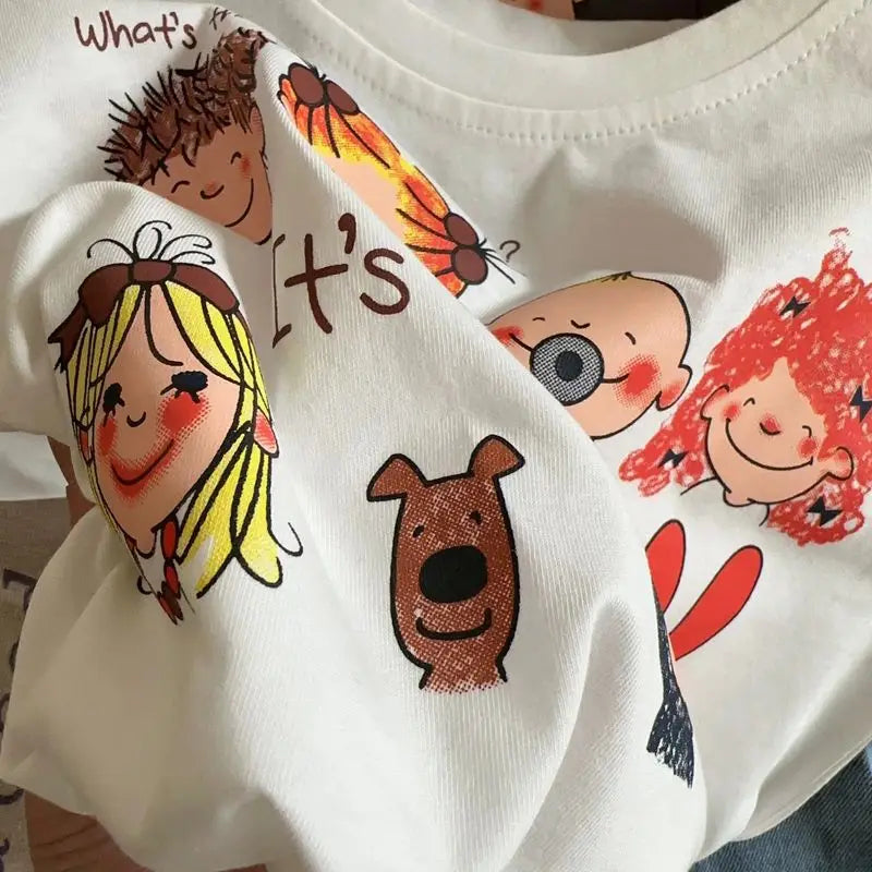 T-Shirt Été Enfant Imprimé Cartoon | Pull Fille & Garçon | Mode 3-8 Ans