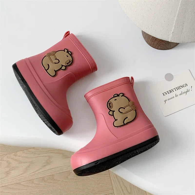 Kids Rain Boots Cartoon Waterproof Rubber Shoes Anti-slip Outdoor Rain Footwear for Boys Girls Ages 3-12