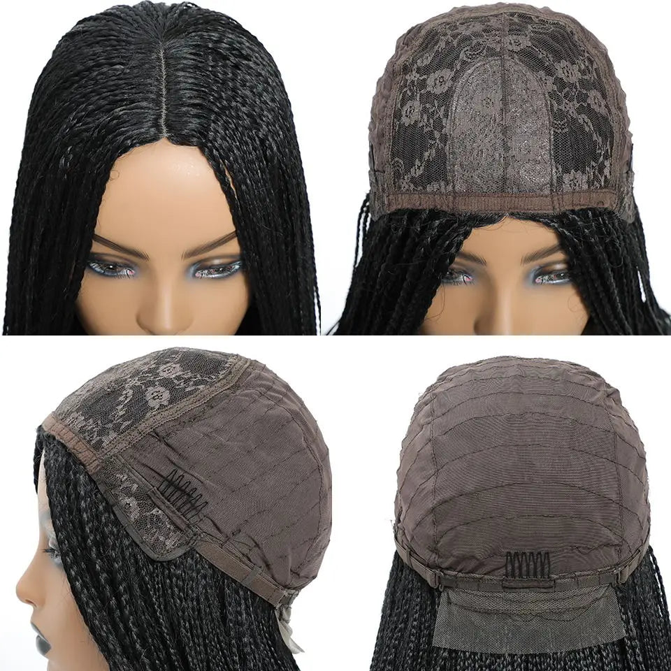 26 Inch Long Box Braided Wigs For Women Synthetic African Braided Wig Micro Twist Box Braid Crochet Hair Curly Ends Wig