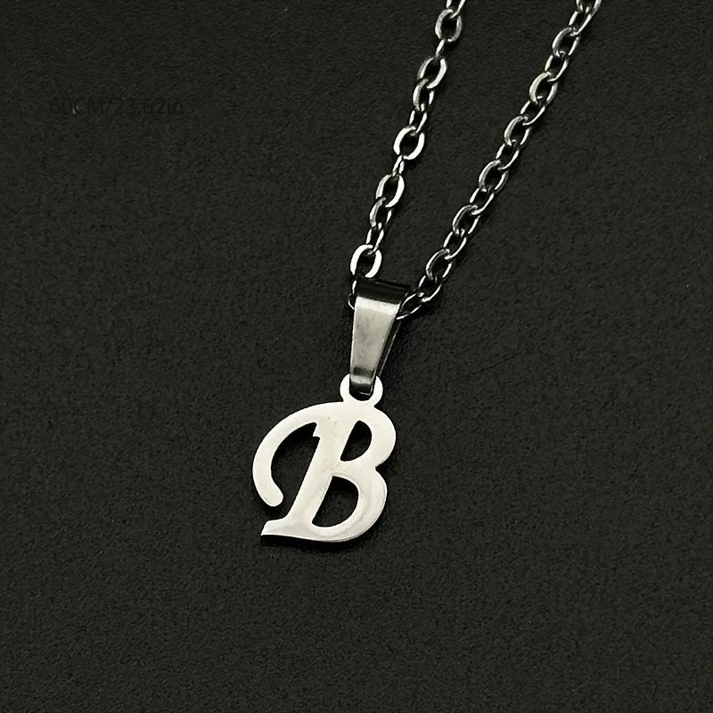 Collier Initiale Grand Alphabet A-Z | Acier 316L Minimaliste | Pendentif Femme | Cadeau Bijou