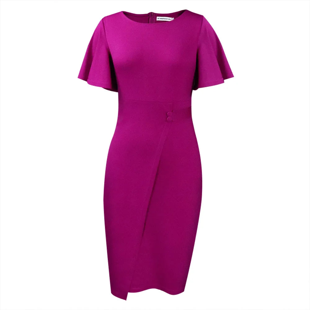 Robe Bodycon Femme Grande Taille 2025 | Élégante Bureau | Sexy Manches Courtes | Taille Haute Cintrée