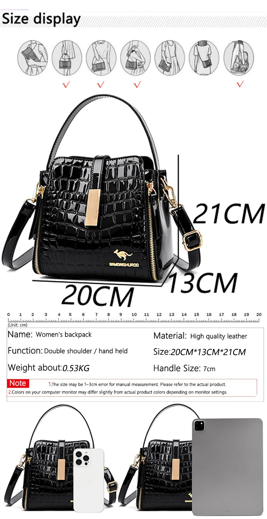 Sac à Main Femme Retro | Motif Crocodile Designer | Sacoche & Bandoulière | Cuir | Clutch Élégant