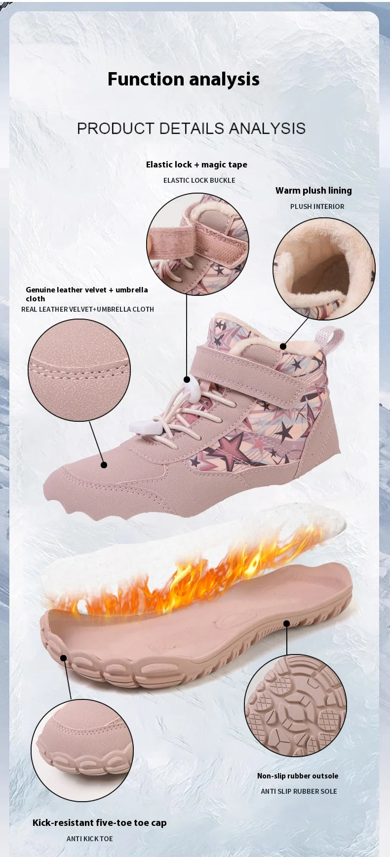 Bottes de Neige Enfants Pieds Nus | Bout Large | Imperméables Fourrure | Froid Extérieur | Garçons & Filles
