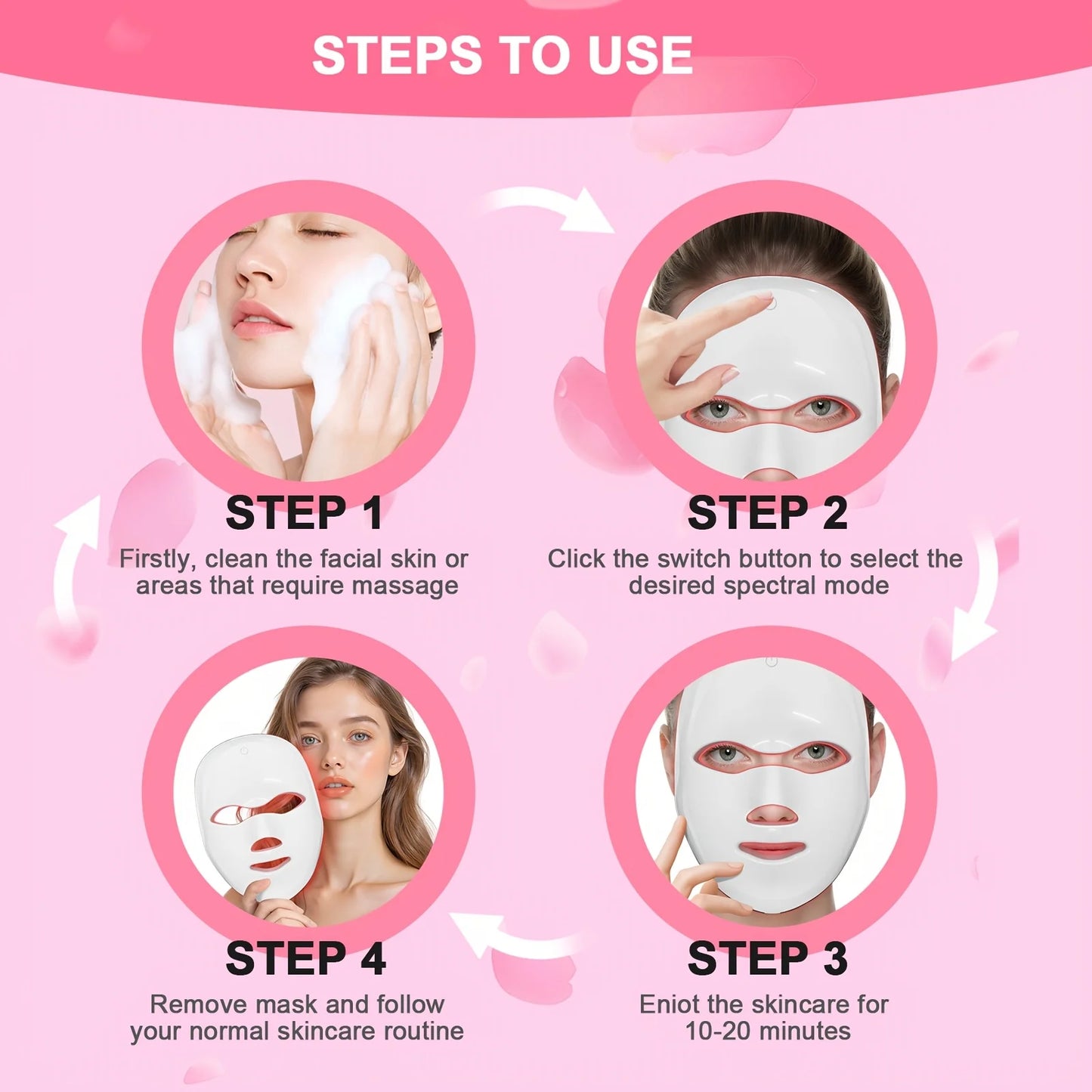 Beauty 7-Color Facial Mask Device, USB Rechargeable, Touchscreen, Multifunctional Portable Facial Skincare Device, Mask Machine,