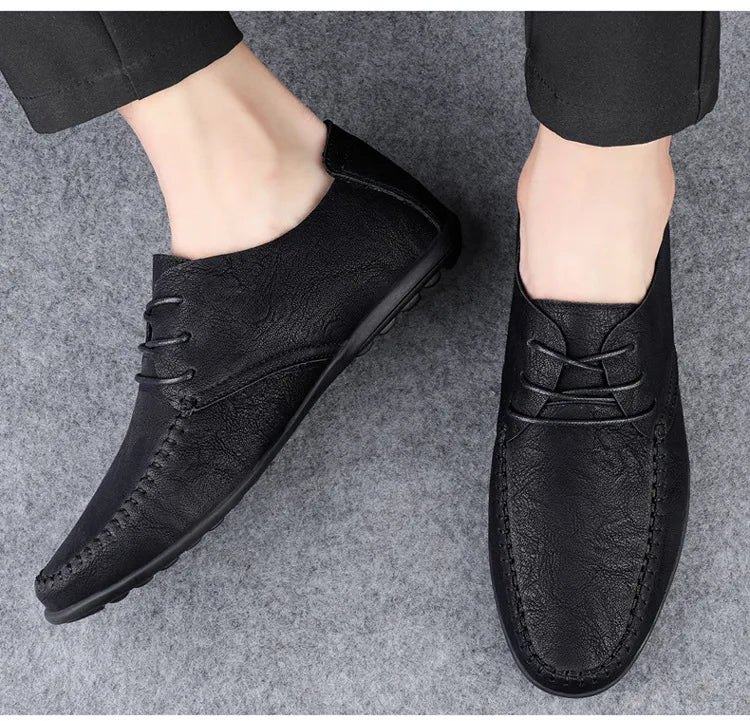 Mocassins Homme Mariage | Cuir Fendu Blanc | Chaussures Conduite Légères | Slip-On Casual Élégant 2026