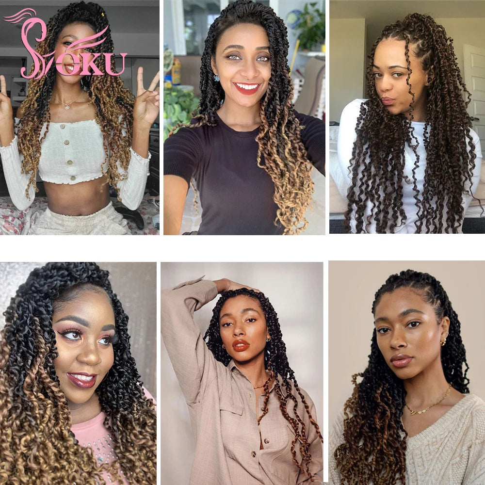 Tresses Crochet Senegalese Twist Bouclées | Brun Ombre Synthétique | Water Wave | Afro Femme | Passion & Majesty Twist