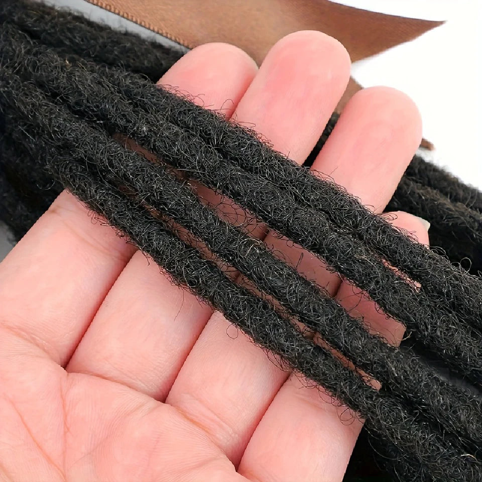 100% Real Human Hair Dreadlock Extensions for Men/Women, Fully Handmade Human Hair Locs Extension, 8-24 Inch, 0.8 cm Width, 10-40 Pcs
