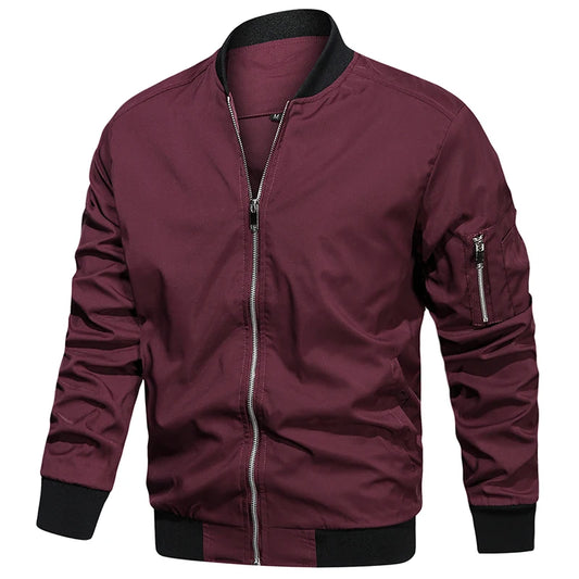 Men's Autumn Bomber Jacket Casual Spring Full Zipper Varsity Baseball Coat Fashion Lightweight Sport Track Jacket US/EU Size