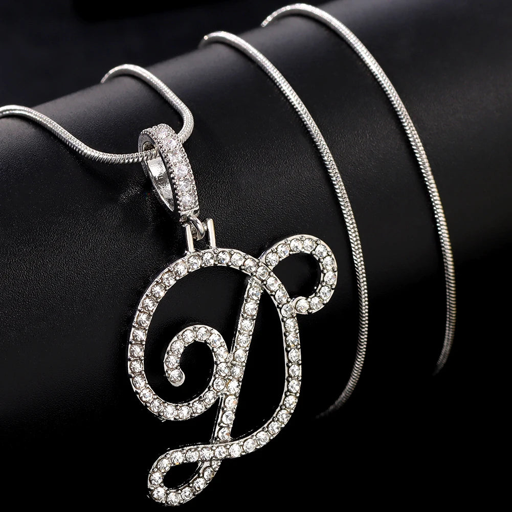 Collier Lettre Initiale A-Z Cursive | Chaîne Corde Simple | Cadeau Bijou Femme Tendance