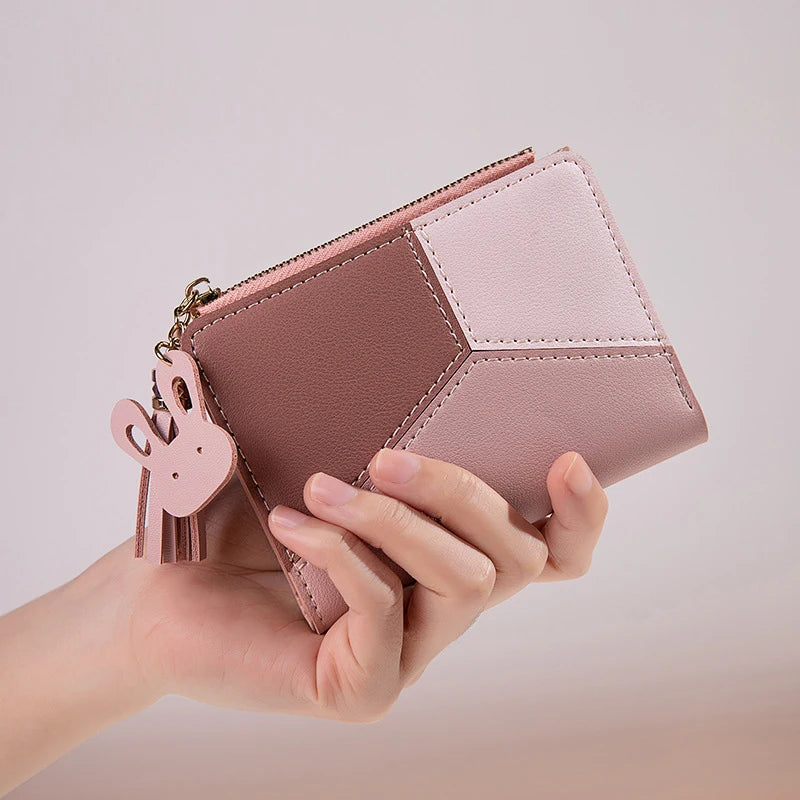 Women's PU Leather Wallet Women's Leather Wallet Women's Purses Card Holder Foldable Portable Lady Coin Purses