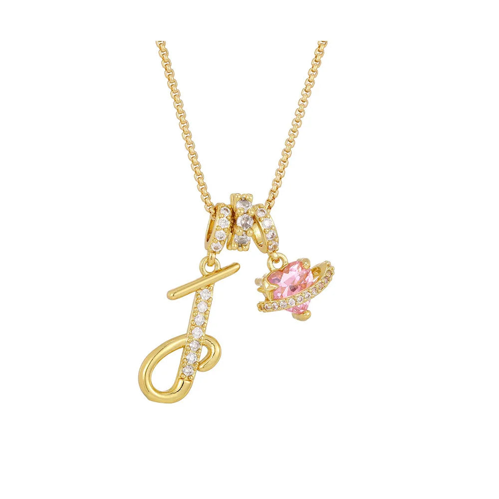 Women's Initial Heart Necklace with Customizable Name Art Design Letter Jewelry Gold Chain Set Adjustable Size Hypoallergenic