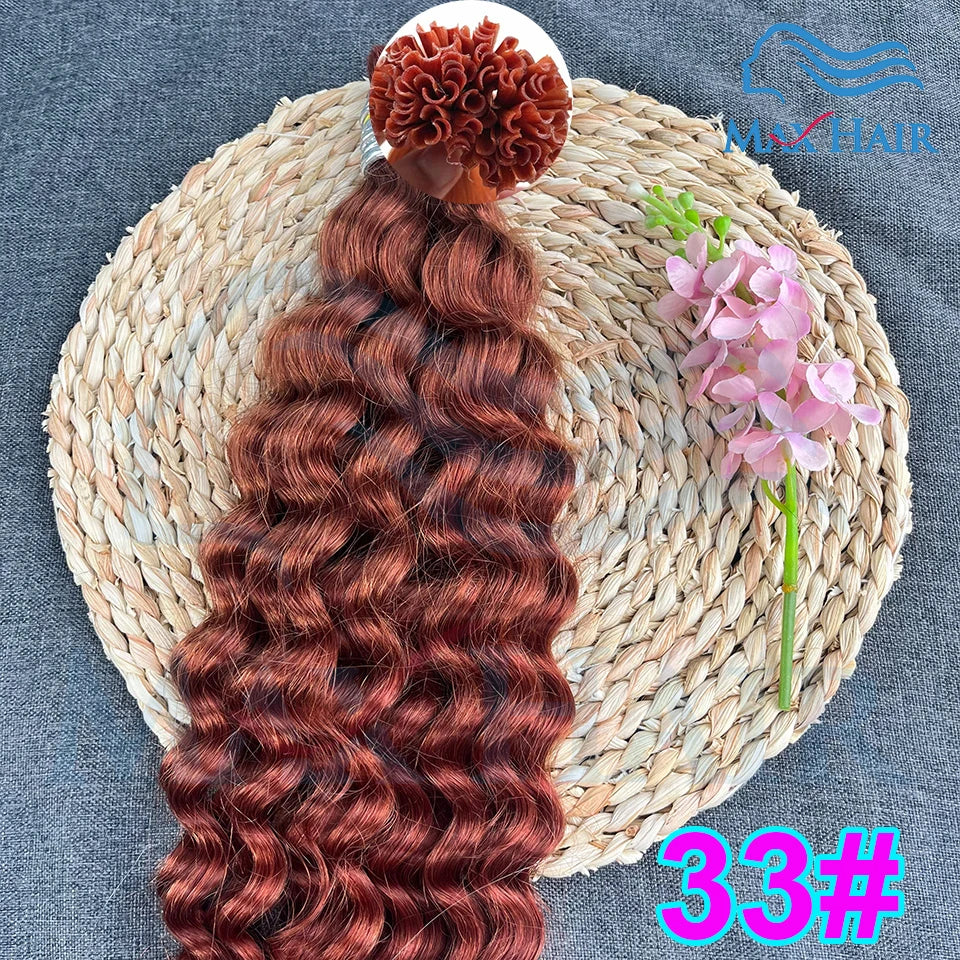 Keratin U-Tip Deep Wave Human Hair Extensions 18-30 Inch Remy Hair Extensions High Quality Remy Human Hair Salon Extensions