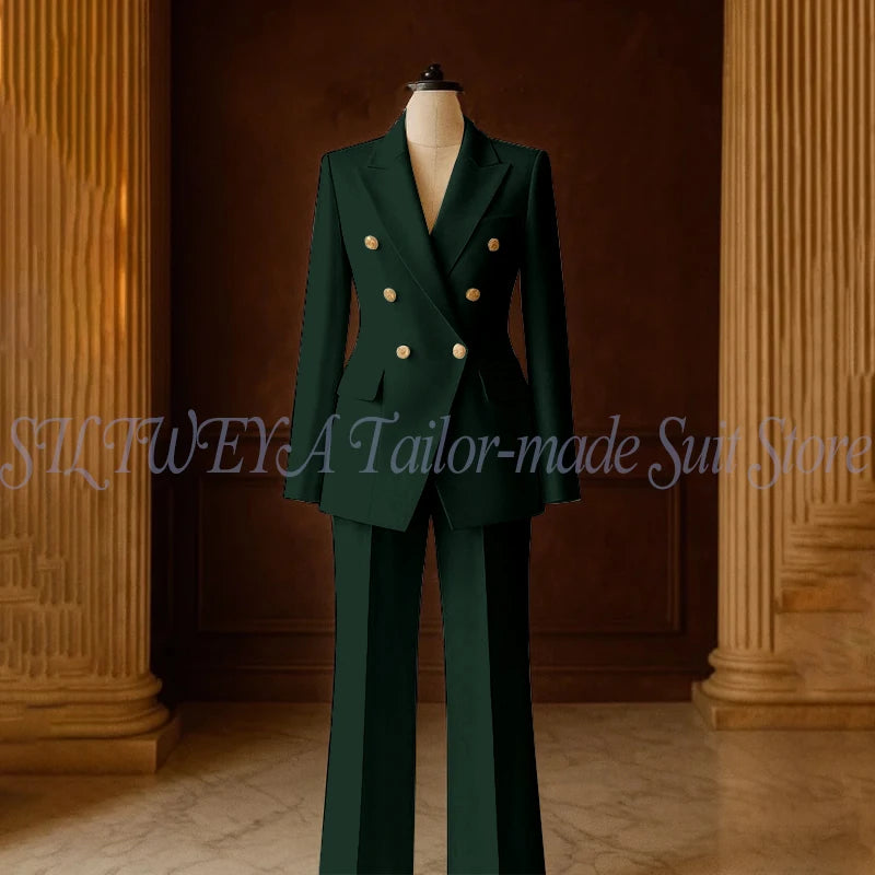 Ensemble Tailleur 2 Pièces Femme | Veste Double Boutonnage & Pantalon Droit | Élégant Bureau Toutes Saisons | Sur Mesure