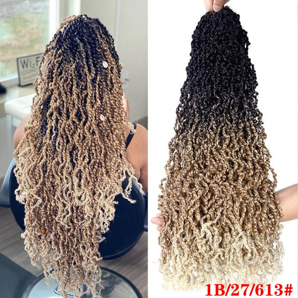 Tresses Crochet Senegalese Twist Bouclées Longues | Ombre Brun Blonde | Pré-Loop | Passion Twist | Synthétique