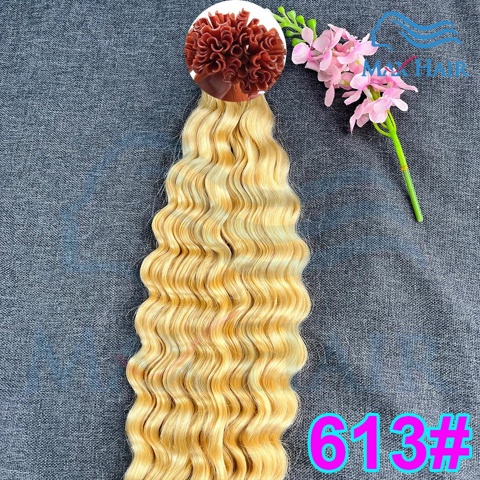 Keratin U-Tip Deep Wave Human Hair Extensions 18-30 Inch Remy Hair Extensions High Quality Remy Human Hair Salon Extensions