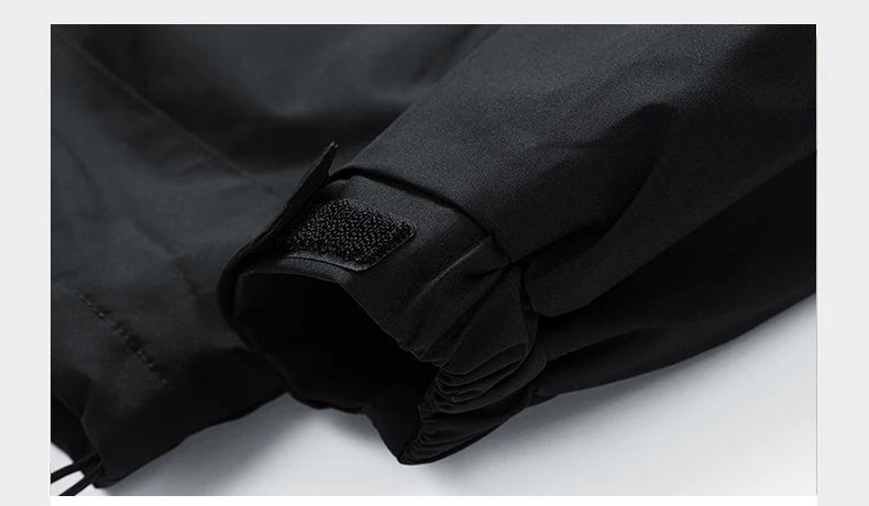 Coupe-vent homme Veste à capuche Manteau zippé Cargo Imperméable Blouson bomber noir Camping Veste de randonnée à capuche Softshell fine et ample