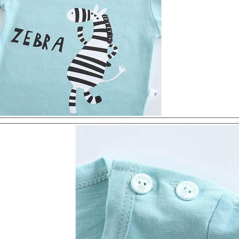 Pyjama 2 Pièces Enfant Coton | T-Shirt & Short | Cartoon Ours Dinosaure | Bébé 1-4 Ans Été