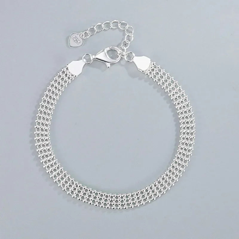 Bracelet Charms Argent 925 | Chaîne Perles 20cm | Bijou Mariage Femme & Homme | Mode Élégant