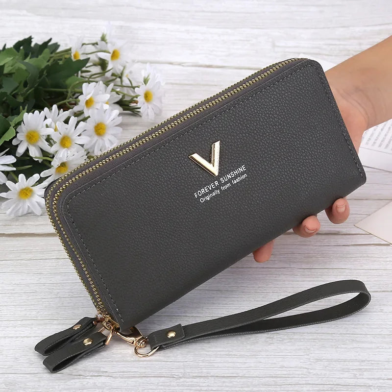 Portefeuille Long Femme | Gland Décoratif | Porte-Monnaie & Porte-Cartes | Cuir PU | Clutch