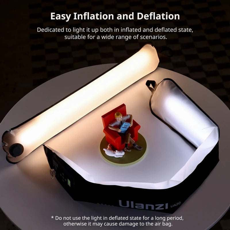 Lampe Tube Air Portable Ulanzi UA20 20W | Lumière Fill Light Bicolore Pliable | Streaming & Extérieur
