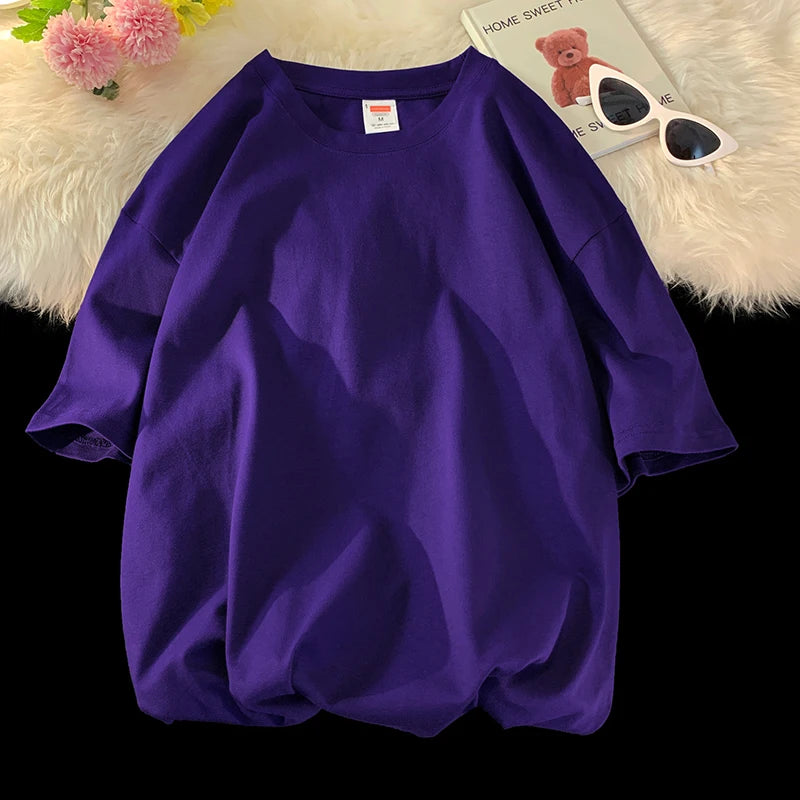 T-shirt ample uni en coton pour homme | Manches courtes | S à 5XL